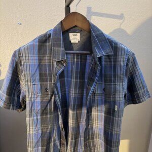 Vans Blue Plaid Button Up Shirt Size Small